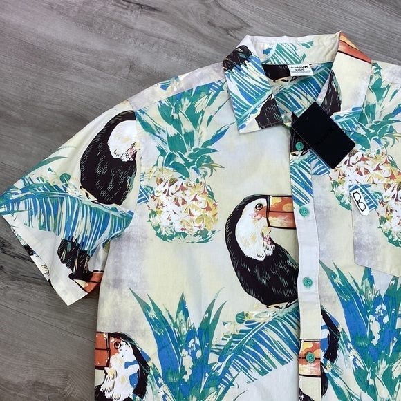HURLEY- BODEGA PINEAPPLE WOVEN MENS COLLARED SHORT SLEEVE SHIRT - Picture 10 of 11